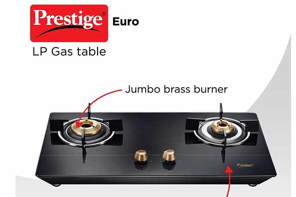 Prestige Euro Glass Top Gas Stoves Wit 2 Burners