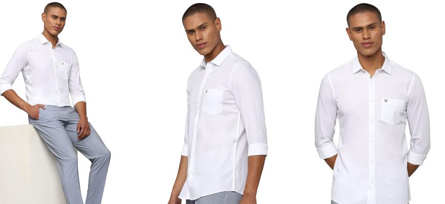 Allen Solly Men White Slim Fit Solid Full Sleeves Casual shirt