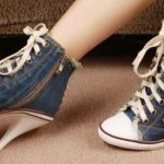 Exploring Casual Blue Color High Heel Denim Shoes