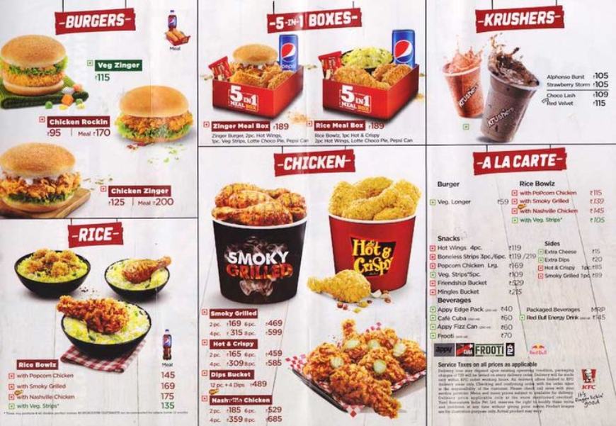 KFC Menu Variety